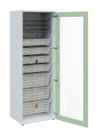 EUROMEDICA S - 66 skříň léková boxová, 1-dveřová/prosklená, pravá, 1950x660x535, korpus bílý, dvířka